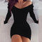 Chic Off-Shoulder Long Sleeve Bodycon Mini Dress - Perfect for Spring & Autumn!